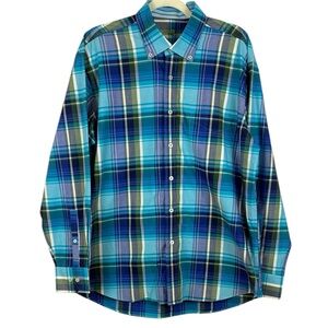 Alan Flusser Classic Fit Multicoloured Plaid Button-Down Long Sleeve Large Shirt